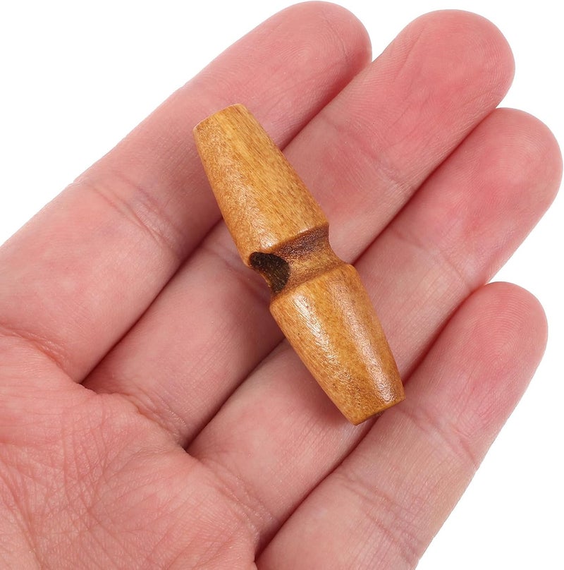 50pcs Medium Brown Wooden Sew-on Toggles Coat Closure Buttons for DIY Overcoat Cardigan Fastener Craft - Image 3