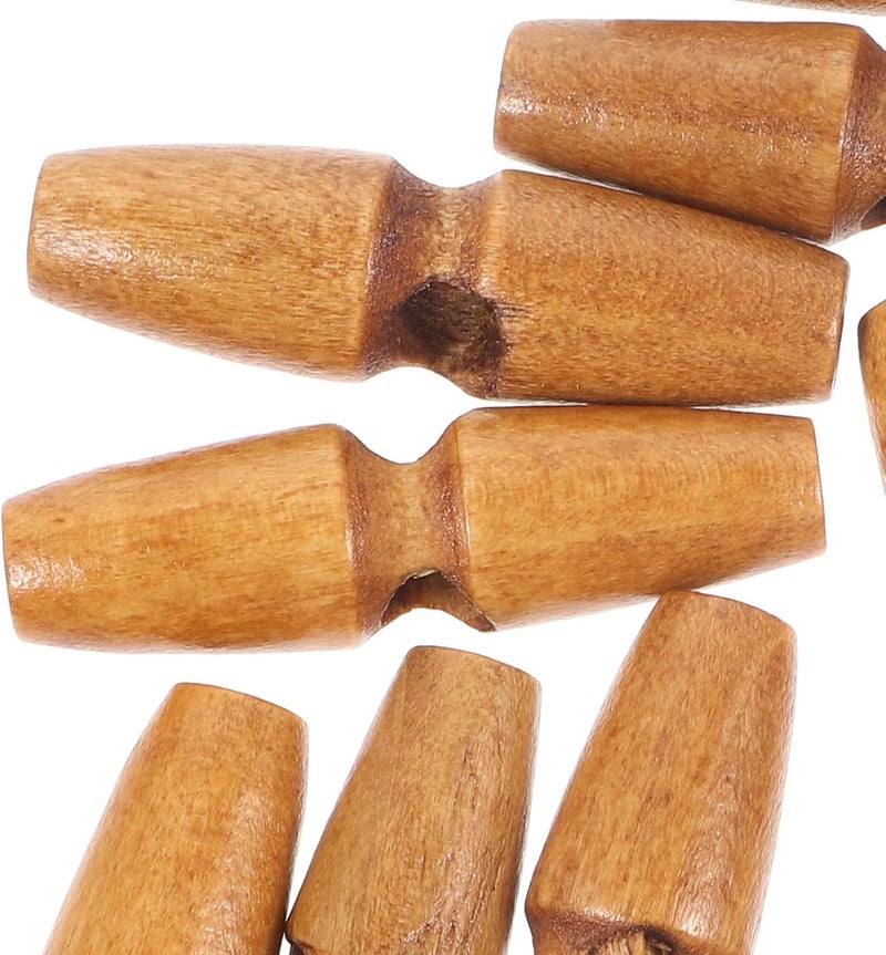 50pcs Medium Brown Wooden Sew-on Toggles Coat Closure Buttons for DIY Overcoat Cardigan Fastener Craft - Image 2