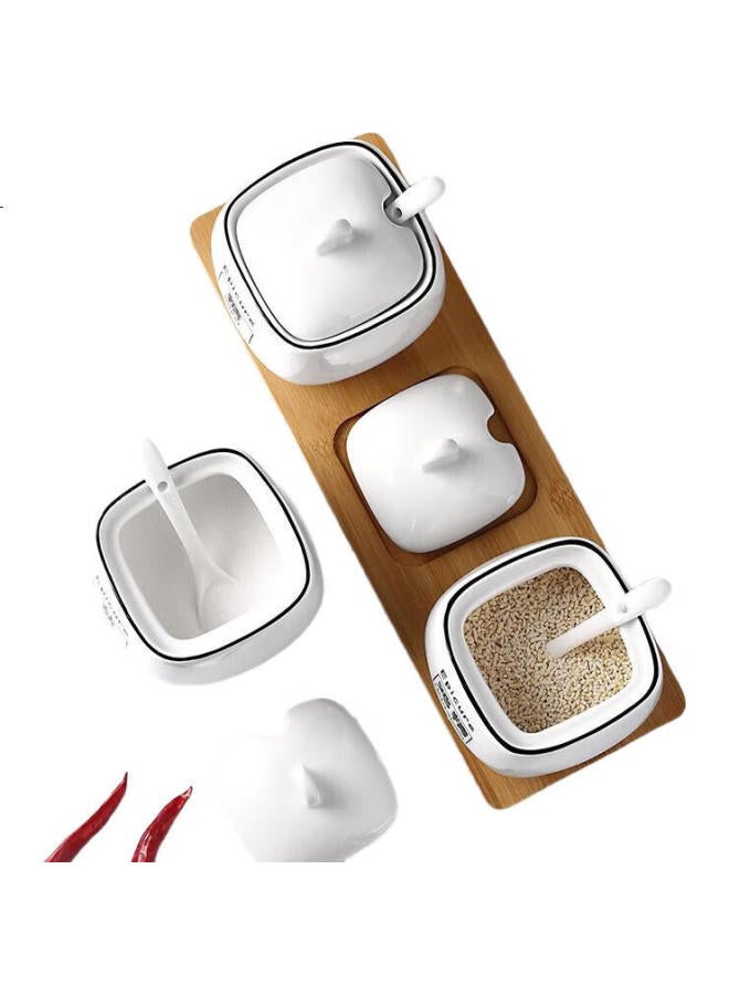 NewAir Ceramic Seasoning Jar Set Seasoning Jar Combination Set Seasoning Storage Box Kitchen Seasoning Box Salt Jar Msg - Image 3
