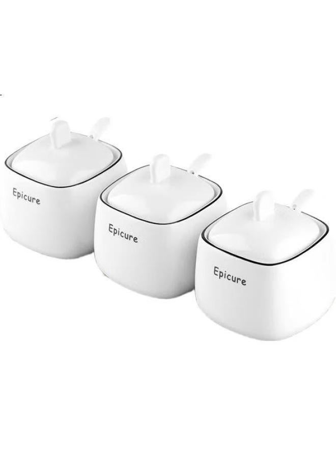 NewAir Ceramic Seasoning Jar Set Seasoning Jar Combination Set Seasoning Storage Box Kitchen Seasoning Box Salt Jar Msg - Image 1