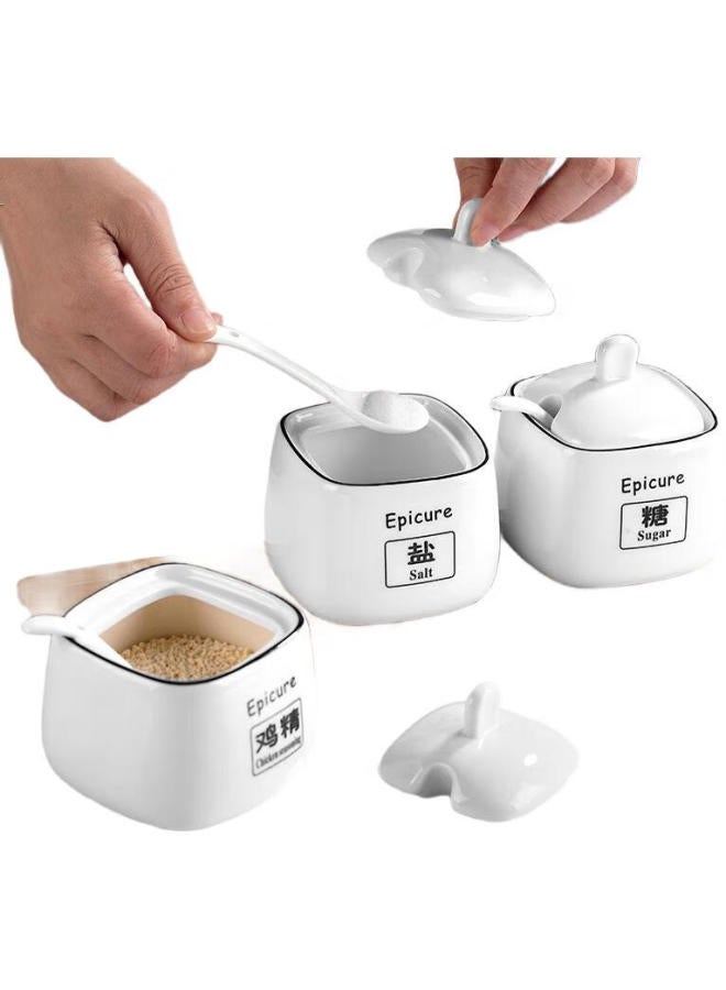 NewAir Ceramic Seasoning Jar Set Seasoning Jar Combination Set Seasoning Storage Box Kitchen Seasoning Box Salt Jar Msg - Image 2