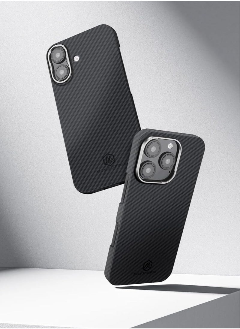 MONOCARBON - Real Aramid Fiber MagSafe iPhone 16 PLUS Case Cover [ULTRA SLIM] Lightweight Anti-Scratch - Matte Black - Image 1