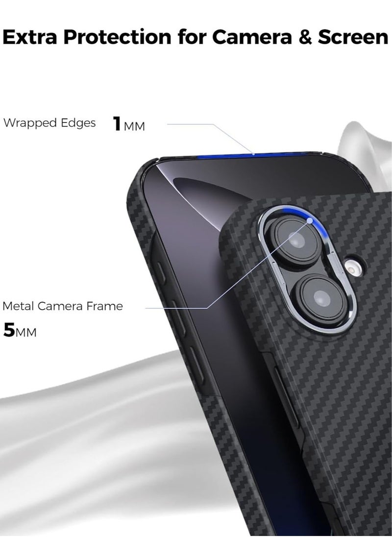 MONOCARBON - Real Aramid Fiber MagSafe iPhone 16 PLUS Case Cover [ULTRA SLIM] Lightweight Anti-Scratch - Matte Black - Image 1