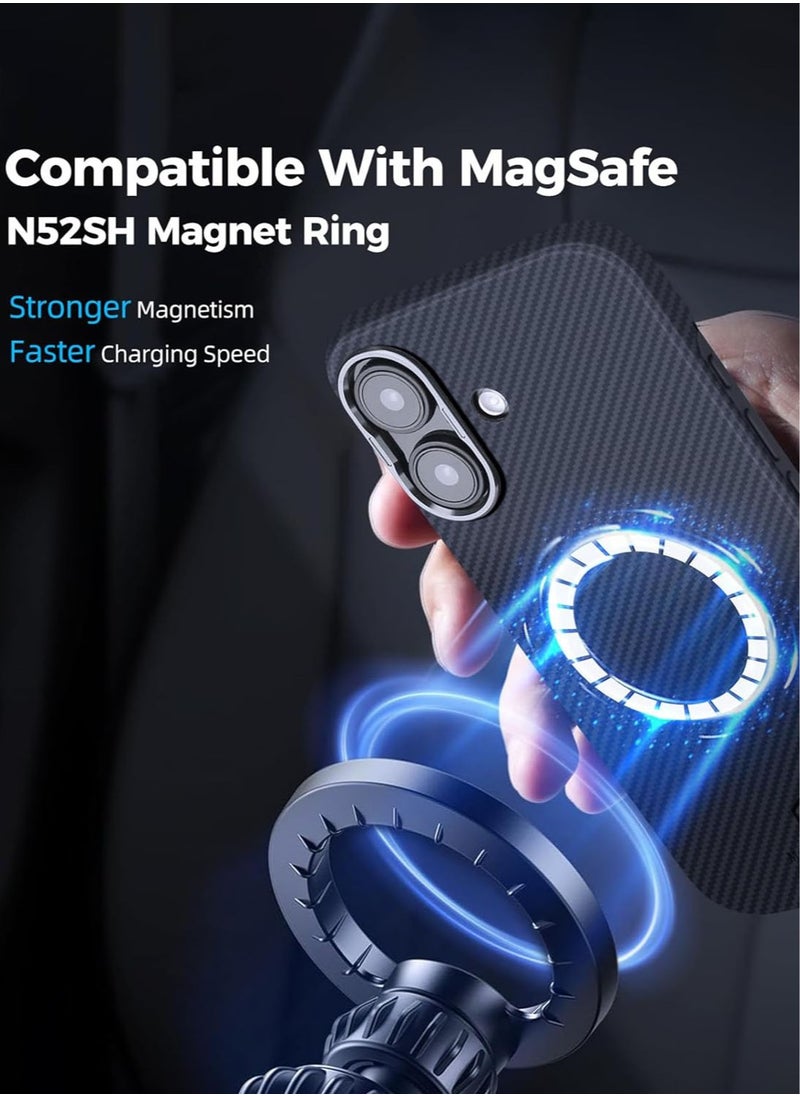 MONOCARBON - Real Aramid Fiber MagSafe iPhone 16 PLUS Case Cover [ULTRA SLIM] Lightweight Anti-Scratch - Matte Black - Image 1