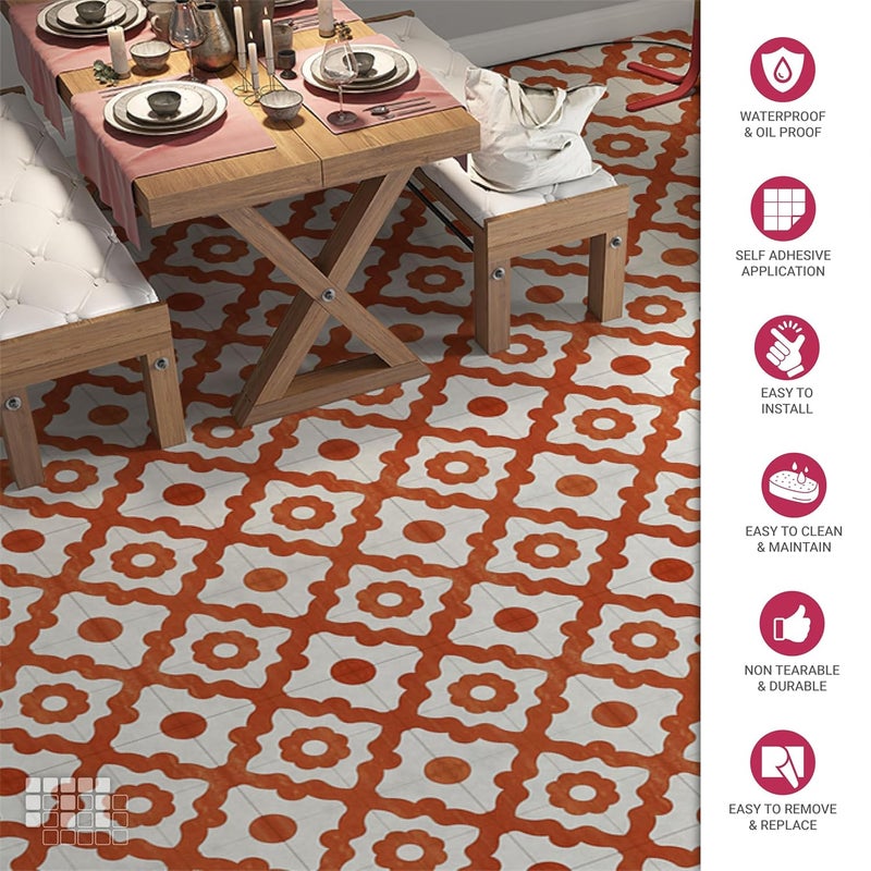 MOSAICOWALL Mosaicowall DIY Peel and Stick Floor Tiles Wall Tiles for Kitchen Living Dining Room Matte Flooring Tile FST0176 X 6 Inches Pack of 12  - Image 2