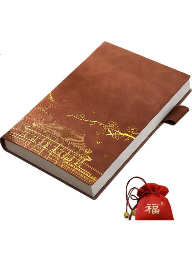 Longe [Lowest Price Online] Langjie 360-Page Notebook, National Trend Style Journal, Business Lambskin Cover Notebook, Stationery, Thickened Diary, Office Meeting Record Book, Customizable Logo - Image 1