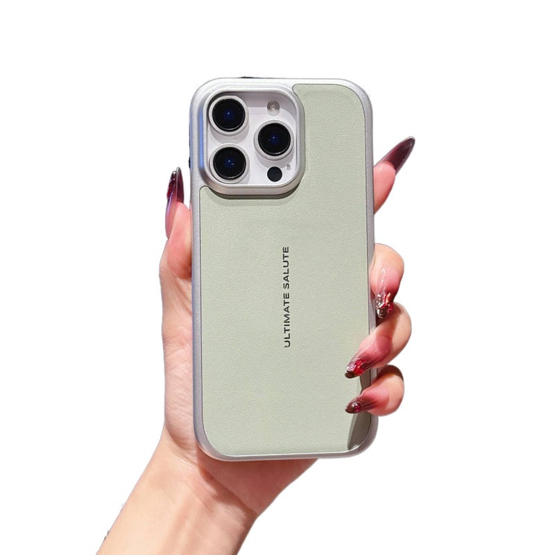 MS TPU Protective Case for iPhone 16 / 16 Plus / 16 Pro / 16 Pro Max with Drop Protection and Anti-Fingerprint plus Shockproof plus Anti-Slip Grip plus Leather Texture in Green - Image 1