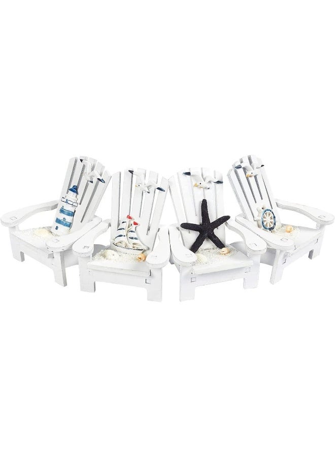 Juvale Set of 4 Mini Beach Chair for Bathroom, Nautical Home Decor, Ocean Decorations (4 in) - Image 1