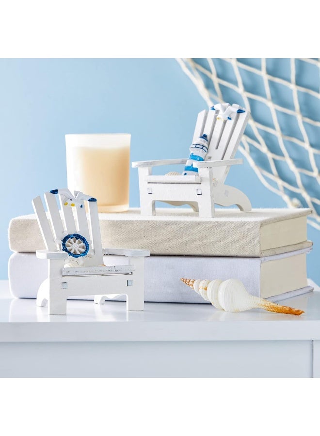 Juvale Set of 4 Mini Beach Chair for Bathroom, Nautical Home Decor, Ocean Decorations (4 in) - Image 2