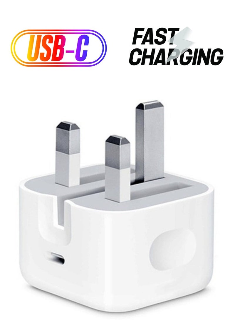 Power Adapter Wall With Type-C Port UK Plug For Smart Phone Fast Charger - Image 1