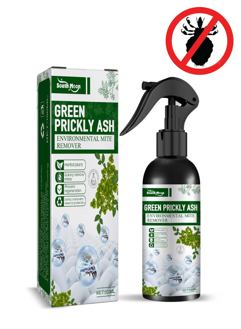 SOUTH MOON Green Prickly Ash Herbal Mite Remover for Bedding,Quilts,Sofas,Mites and Anti-mites，Eliminates Flea Bedbug Mite, Pet & Children Friendly 100ml,Natural Mite Spray  - Image 1