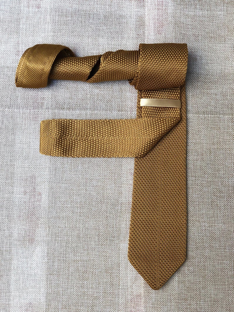 Ctskyte Men's Bronze Yellow Eco-friendly Self Ties Extra Long Knitted Necktie 58 Inches - Image 3