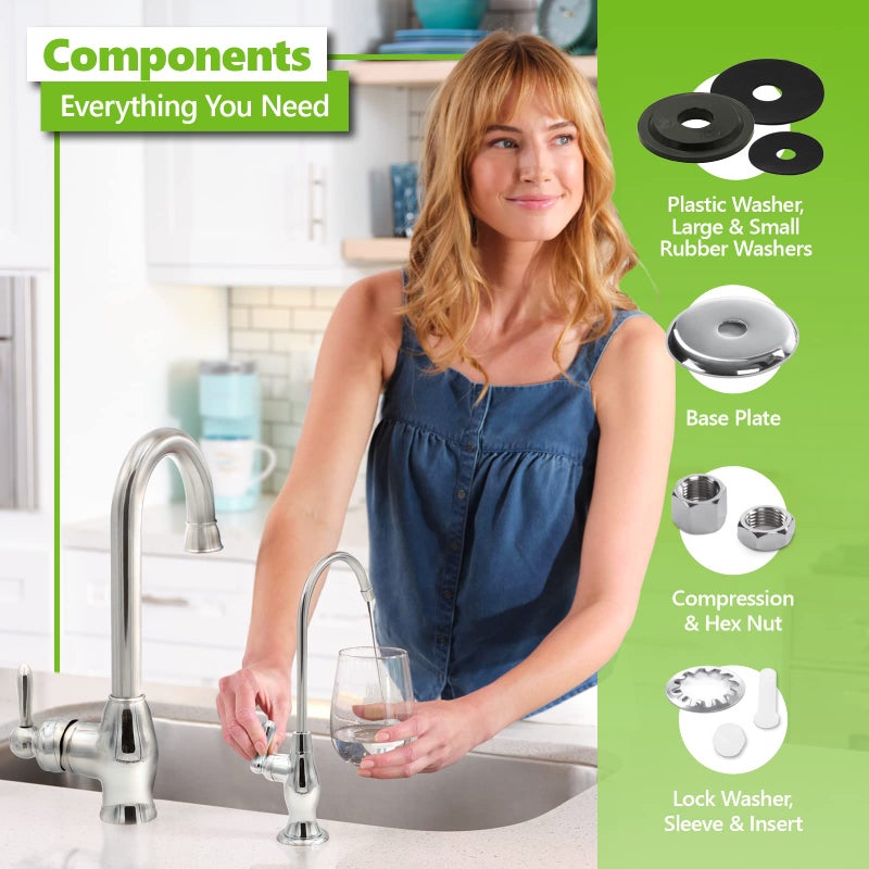 Express Water Deluxe Water Filter Faucet â€“ Chrome Coke-Shaped Faucet â€“ 100% Lead-Free Drinking Water Faucet â€“ Compatible with Reverse Osmosis Water Filtration Systems - Image 3