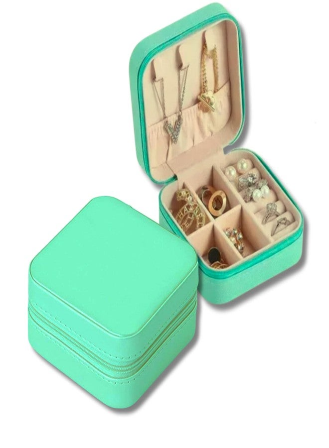GOVAVI™ Pu Leather Small Jewelry Box, Travel Portable Jewelry Case For Ring, Pendant, Earring, Necklace, Bracelet Organizer Storage Holder Boxes (Green) - Image 1