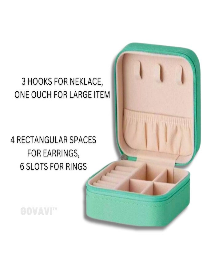 GOVAVI™ Pu Leather Small Jewelry Box, Travel Portable Jewelry Case For Ring, Pendant, Earring, Necklace, Bracelet Organizer Storage Holder Boxes (Green) - Image 4