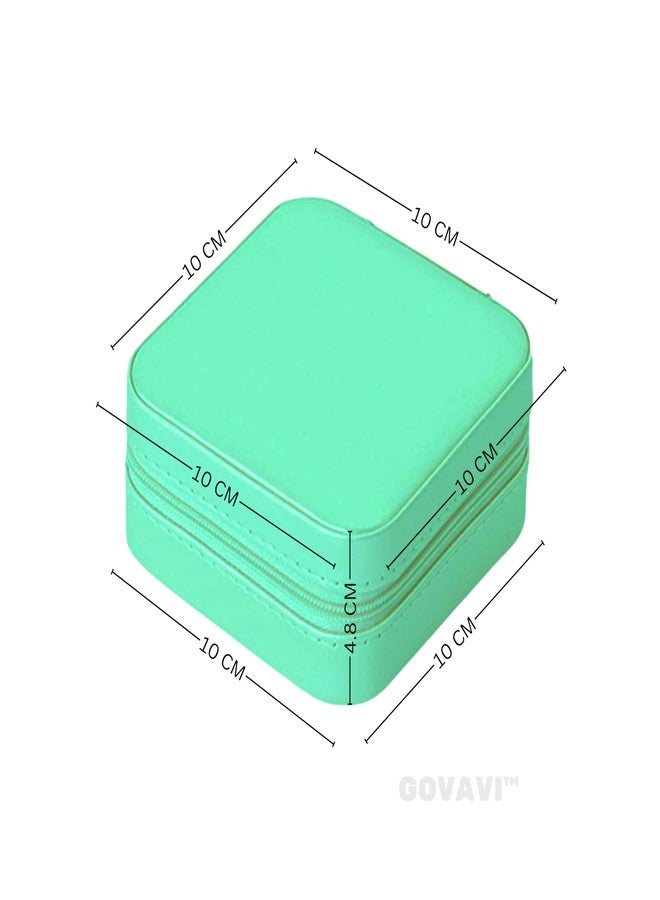 GOVAVI™ Pu Leather Small Jewelry Box, Travel Portable Jewelry Case For Ring, Pendant, Earring, Necklace, Bracelet Organizer Storage Holder Boxes (Green) - Image 2