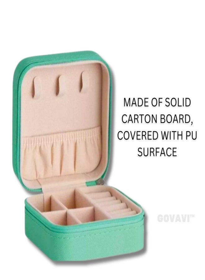 GOVAVI™ Pu Leather Small Jewelry Box, Travel Portable Jewelry Case For Ring, Pendant, Earring, Necklace, Bracelet Organizer Storage Holder Boxes (Green) - Image 3