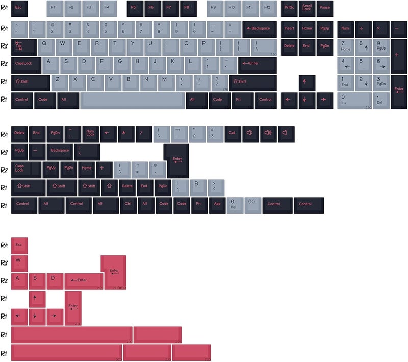 KBDiy 8008 PBT Double Shot Keycap Set,174 Keys Retro Blue Custom Key Cap Keycaps 60 Percent Cherry Profile Keycaps for 61/64/68/84/87/100/104/108 Mechanical Keyboard - Image 2