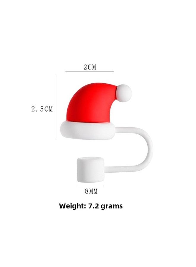 Cartoon Soft Silicone Dustproof Straw Cap Straw Plug Glass Cup Accessories 8mm Diameter-Color: Hat-Specifications:1 Bag (without Straw) - Image 1