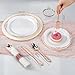 Bestluck 350PCS Rose Gold Plastic Plates for 50 Guests Disposable Dinnerware Sets Include 100 Rose Gold Rim Plastic Plates 50 Silverware and Cups 50 Pre Rolled Napkins for Party and Graduation - Image 4