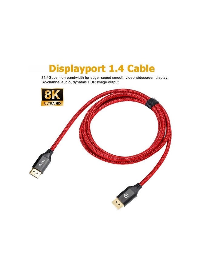 دي تك كابل DisplayPort إلى DisplayPort 1.4 يدعم دقة 8K@60Hz و4K@144Hz و2K@240Hz وتقنية HDR وHDCP وUHD عالي السرعة (3 أمتار) - Image 5
