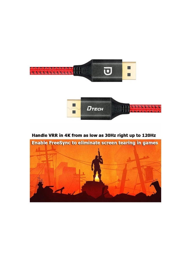 دي تك كابل DisplayPort إلى DisplayPort 1.4 يدعم دقة 8K@60Hz و4K@144Hz و2K@240Hz وتقنية HDR وHDCP وUHD عالي السرعة (3 أمتار) - Image 3