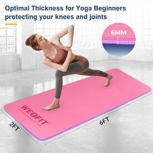WErFIT TPE Yoga Mat for Woman with Carry Bag | Size: 2 X 6 Feet, 6 mm Thick, TPE Material | Exercise mat for Home Workout | Gym Mat for Fitness, Pilates, and Meditation, Anti-Tear, Anti-Slip - Image 2