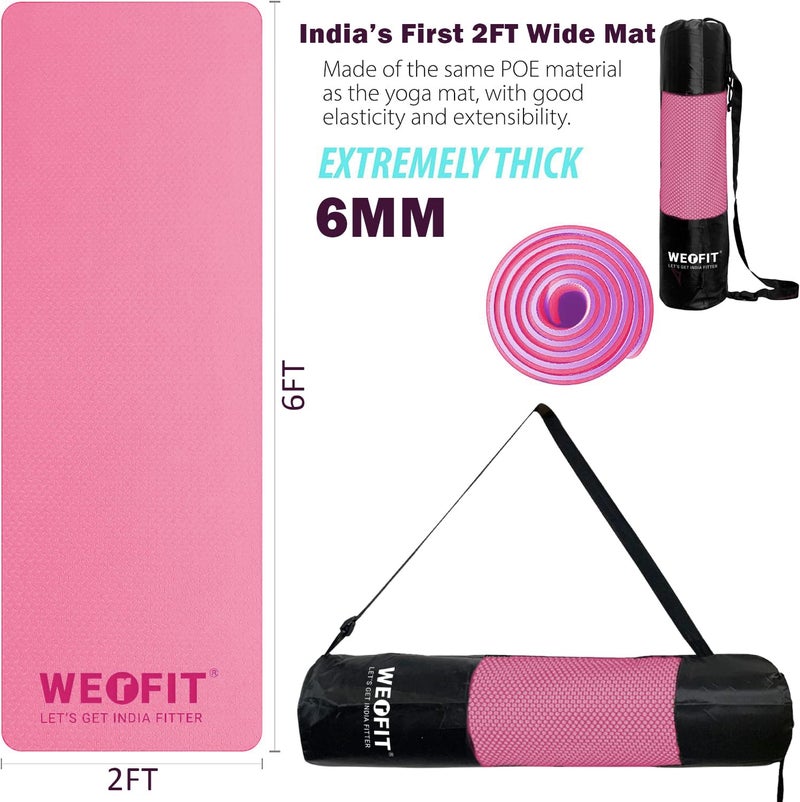 WErFIT TPE Yoga Mat for Woman with Carry Bag | Size: 2 X 6 Feet, 6 mm Thick, TPE Material | Exercise mat for Home Workout | Gym Mat for Fitness, Pilates, and Meditation, Anti-Tear, Anti-Slip - Image 3