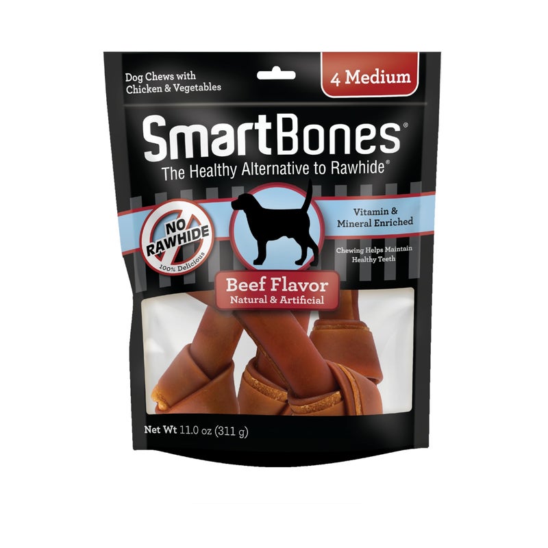 SmartBones Medium Chews With Real Beef 4 Count, Rawhide-Free Chews For Dogs - Image 1