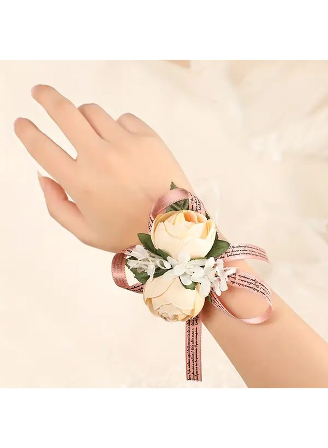 Elegant Artificial Rose Wrist Flower With Greenery Ribbon Accent Wedding Bridesmaid Accessory SWH61413HS - Image 3