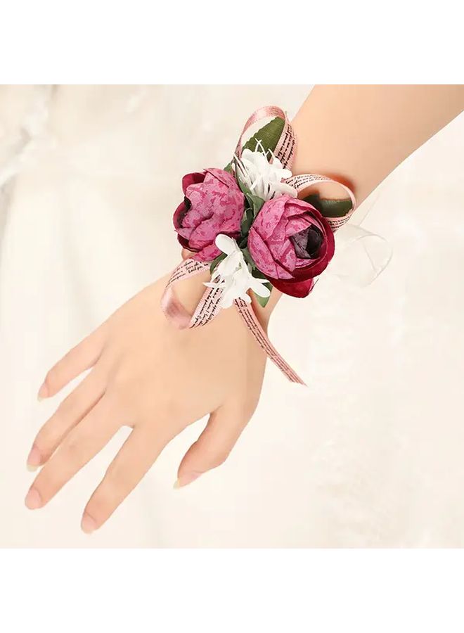 Elegant Artificial Rose Wrist Flower With Greenery Ribbon Accent Wedding Bridesmaid Accessory SWH61413HS - Image 2