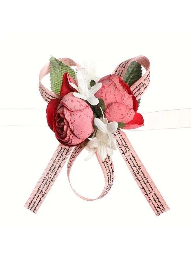 Elegant Artificial Rose Wrist Flower With Greenery Ribbon Accent Wedding Bridesmaid Accessory SWH61413HS - Image 4