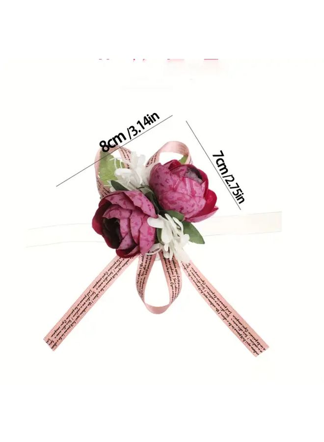 Elegant Artificial Rose Wrist Flower With Greenery Ribbon Accent Wedding Bridesmaid Accessory SWH61413HS - Image 5