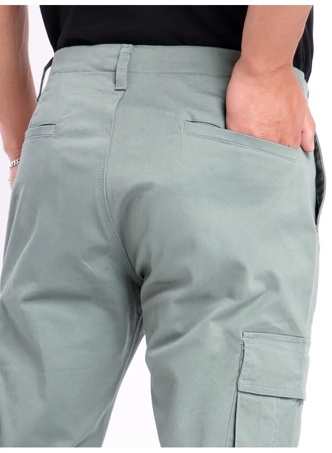 Beyoung Mist Grey Cargo Pants for Men