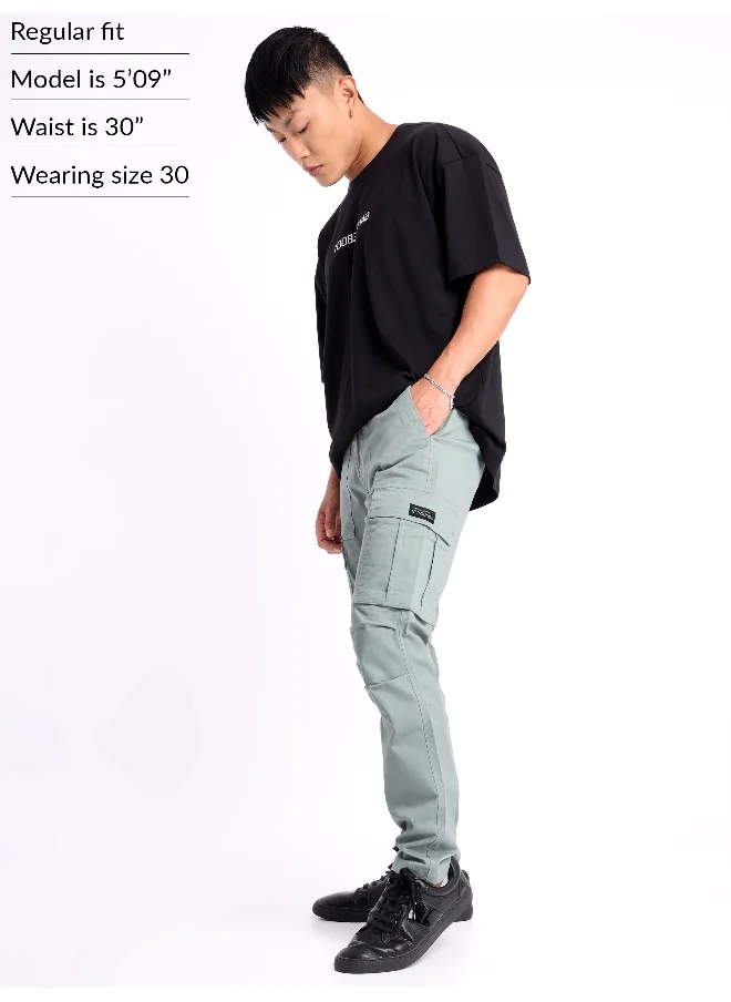 Beyoung Mist Grey Cargo Pants for Men