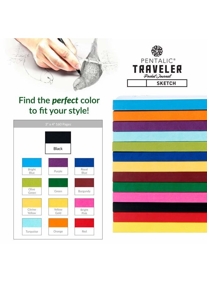 Pentalic - 3" x 4" Pocket Sketchbook Traveler Journal, 160 Pages, Black - Image 1
