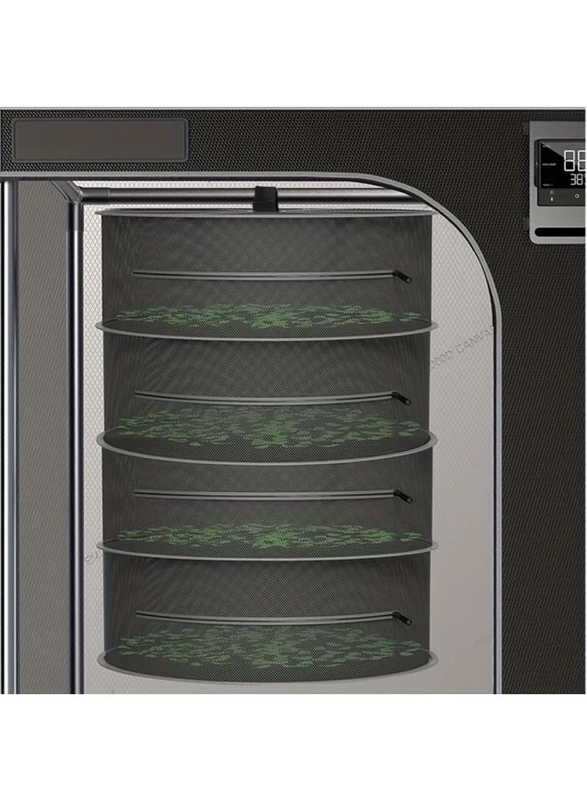 6 Tier Black Herb Drying Rack Wall Mounted Mesh Net Large Capacity Hanging Organizer - Image 3