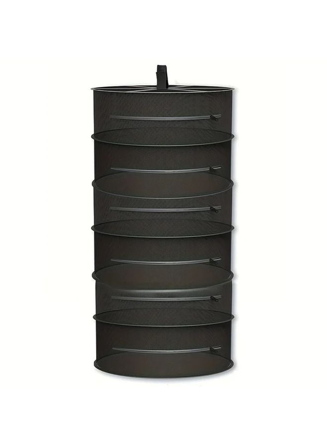 6 Tier Black Herb Drying Rack Wall Mounted Mesh Net Large Capacity Hanging Organizer - Image 1