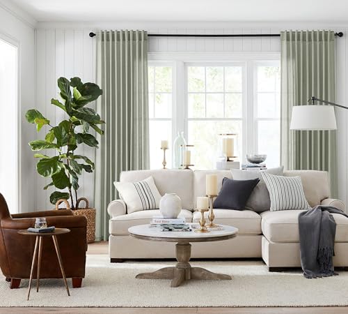 Jowels Sage Green Curtains 84 inch Length 2 Panels for Bedroom Back Tab Light Filtering Semi Sheer Drapes Linen Textured Light Green Airy Modern Farmhouse Living Room Sage Aesthetic Decor - Image 3