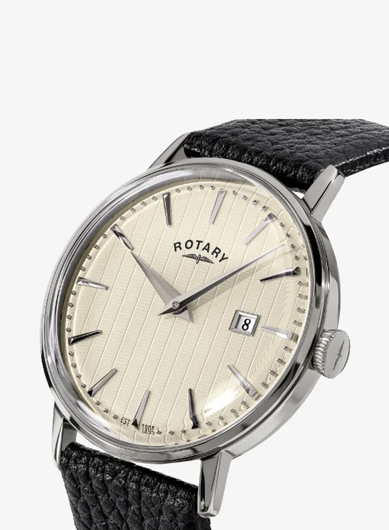 ROTARY Rotary Men's 1895 Stainless Steel Black Leather Strap Watch - RGS10063/31