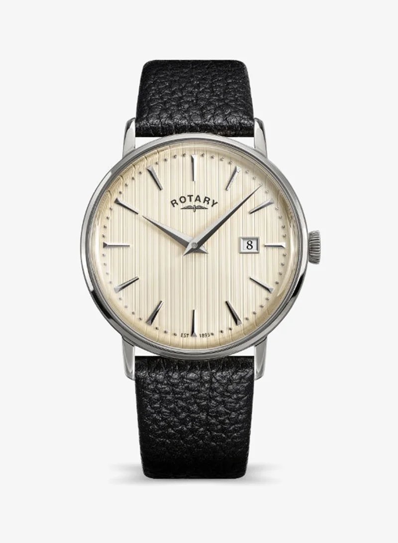 ROTARY Rotary Men's 1895 Stainless Steel Black Leather Strap Watch - RGS10063/31