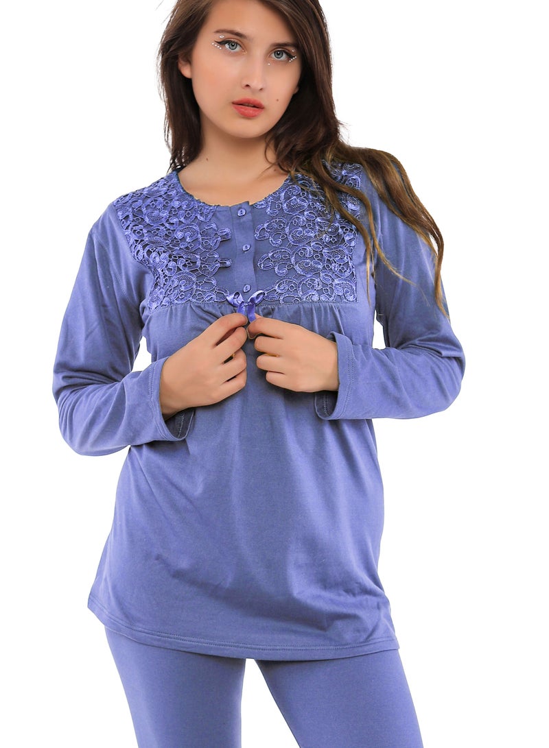 Dadoush Women's winter two-piece Create a style with a simple winter touch with pajama pants and a winter blouse from Dadoush.long-sleeved pajama set  - Image 2