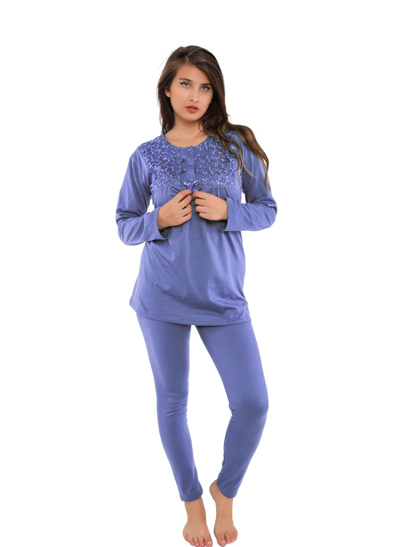 Dadoush Women's winter two-piece Create a style with a simple winter touch with pajama pants and a winter blouse from Dadoush.long-sleeved pajama set  - Image 1