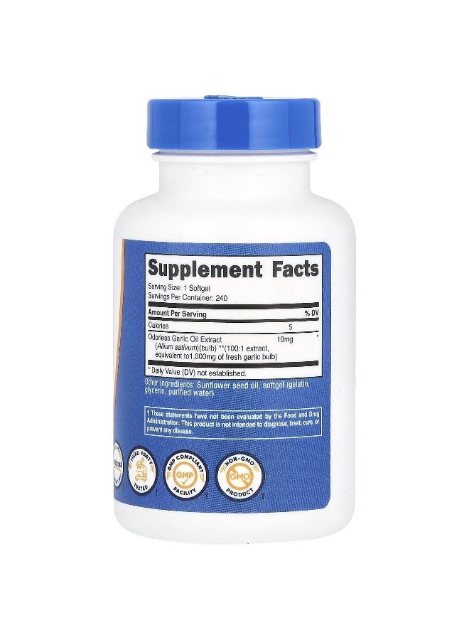 Nutricost نوتريكوست، ثوم، 1,000 ملغ، 240 كبسولة لينة - Image 2