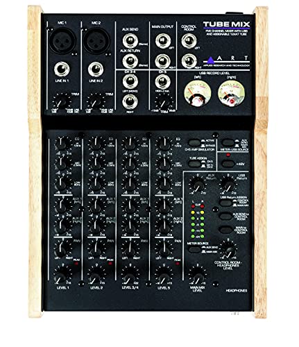 ART TubeMix Five Channel Mixer with USB and Assignable 12AX7 Tube, Black - Image 3