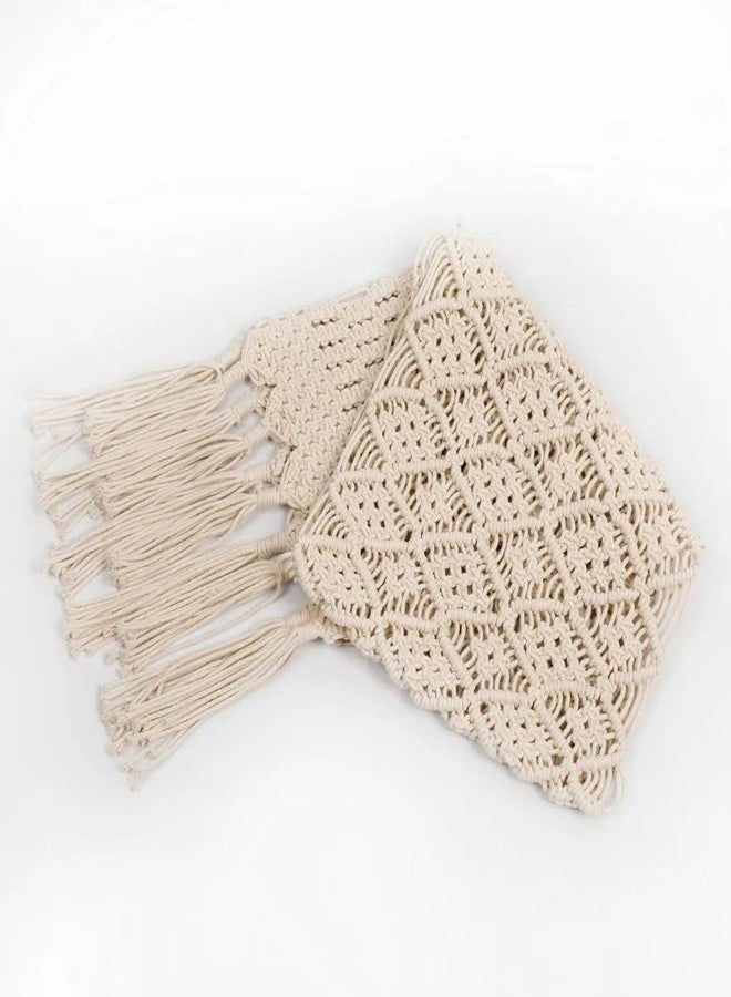 pepme Macrame Table Runner Diamonds Small Knots, Big Knots, 55x14, Off-White - Image 4