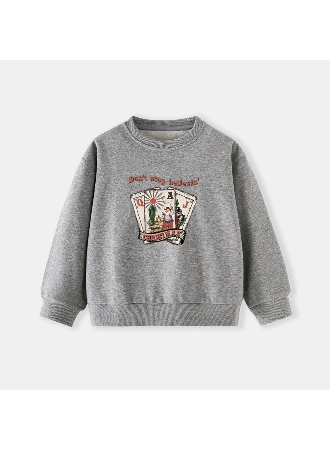 Little Bitty New Autumn Style Children's Long Sleeved Sweatshirt, Christmas Printed Children's Knitted Top - Image 1