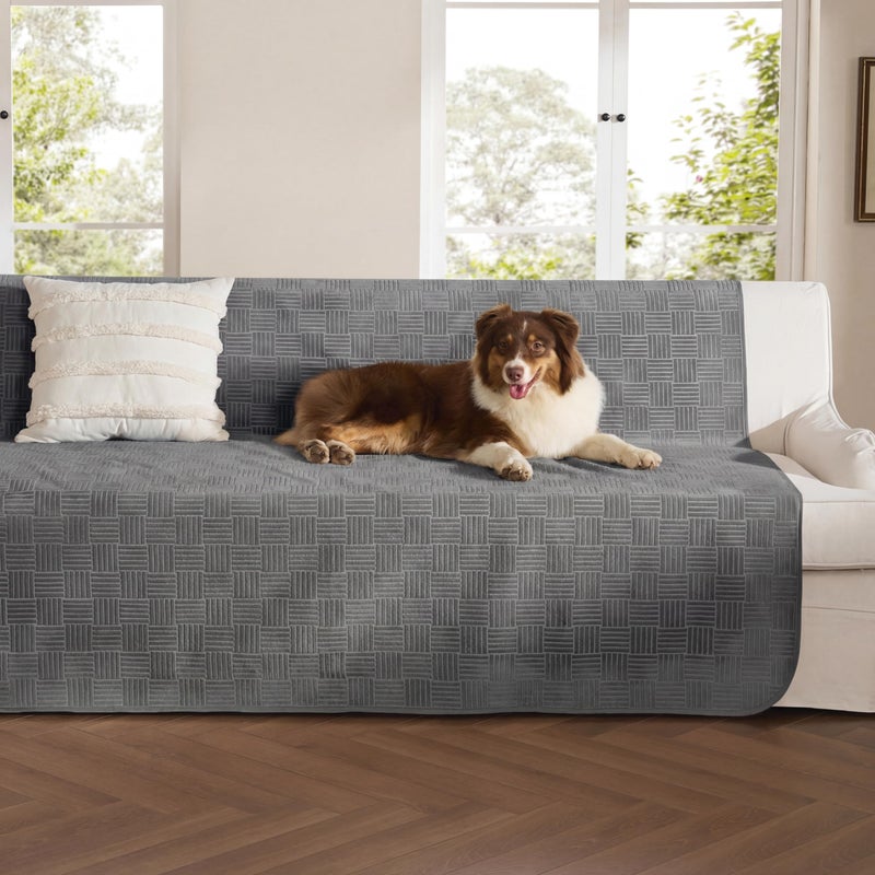 Bedsure Waterproof Couch Cover for Dogs Washable - Waterproof Blanket for Large Dogs Couch Sofa Bed Cozy, Lightweight Furniture Protector for Pet Cat Quick Drying, Ash Grey, 52x82IN - Image 1
