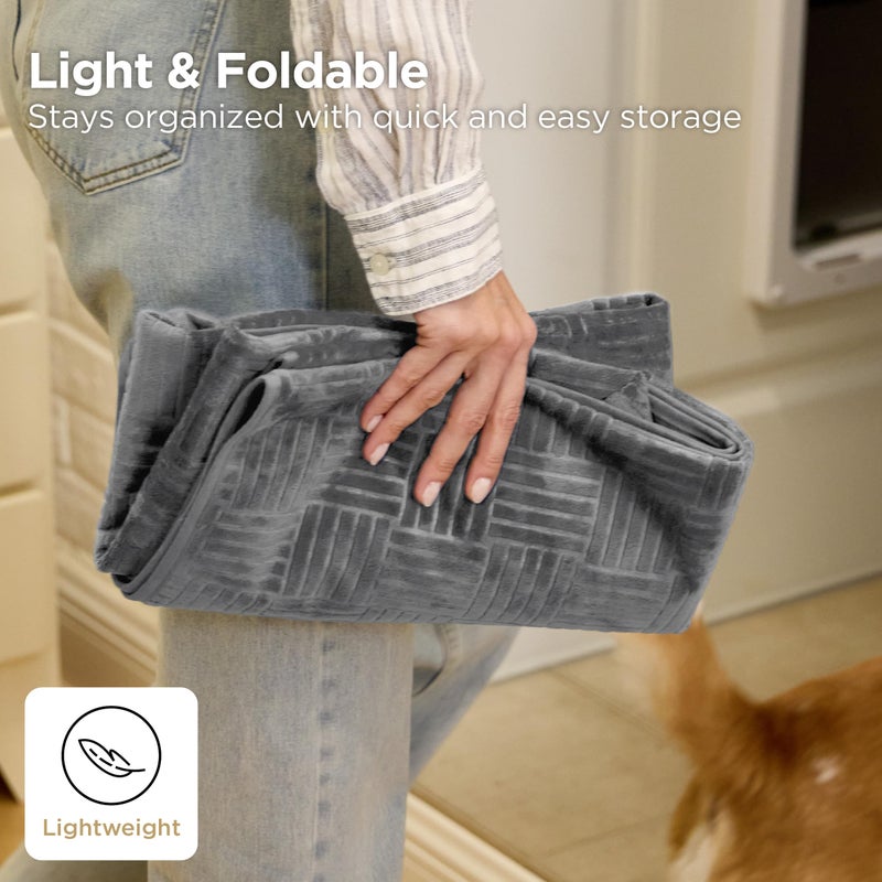 Bedsure Waterproof Couch Cover for Dogs Washable - Waterproof Blanket for Large Dogs Couch Sofa Bed Cozy, Lightweight Furniture Protector for Pet Cat Quick Drying, Ash Grey, 52x82IN - Image 4