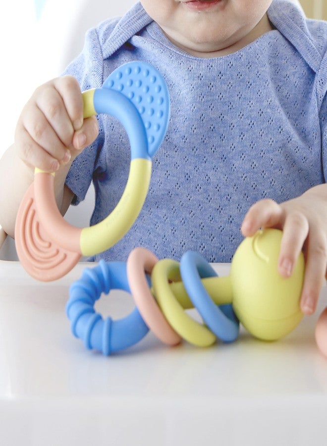 Hape Rattle & Teether Collection | 3-Piece Rattle & Teething Set for Babies, Soft Colors - Image 2